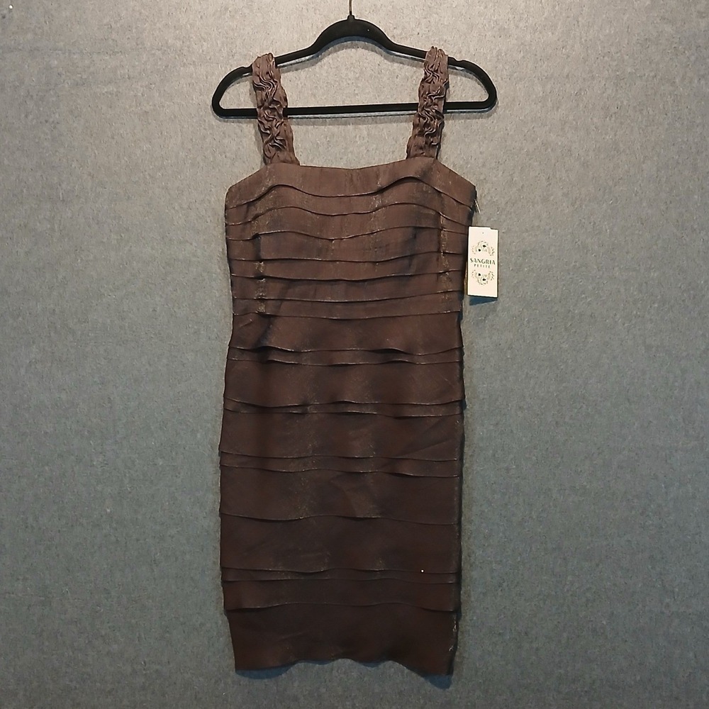 NWT Sangria Petite 8P Ruffle cocktail dress chic classic contemporary